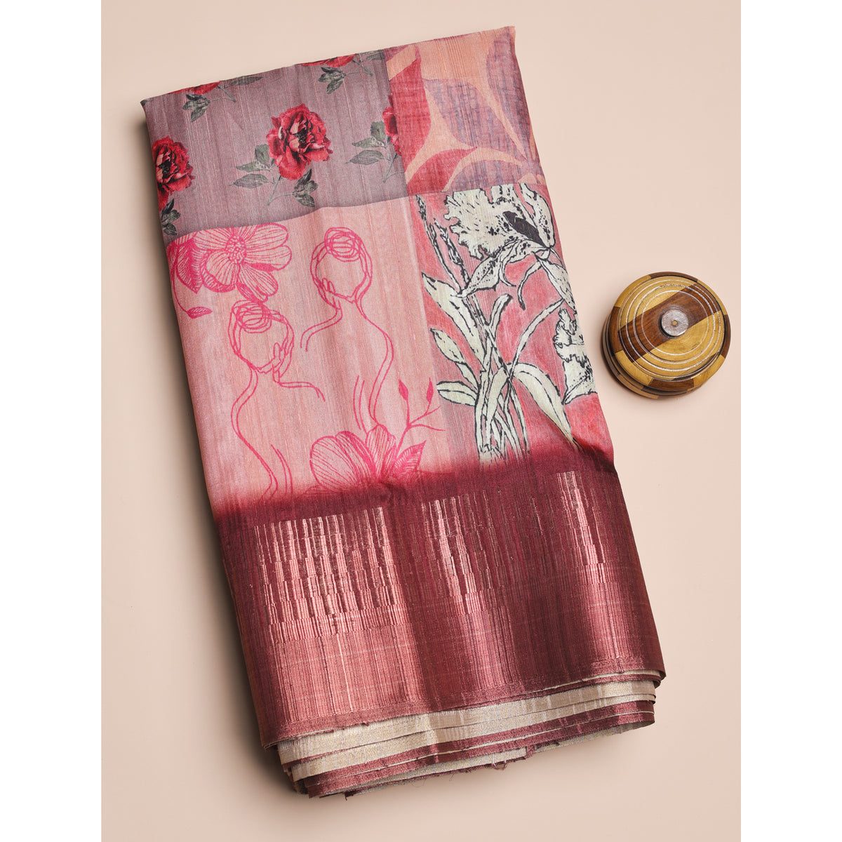 SEMI TUSSAR PRINTED FABRIC