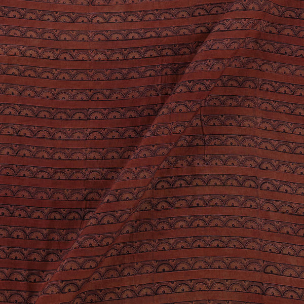 Assam Silk Brick Colour All Over Border Hand Block Print Fabric Online 9011D1