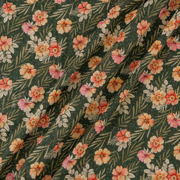 All Over Schiffli Cut Work Forest Green Colour Floral Print Cotton Fabric Online 9026AS