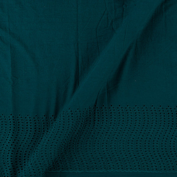 Plain Cotton Teal Colour Schiffli Cut Work Daman Border Fabric Online 9029