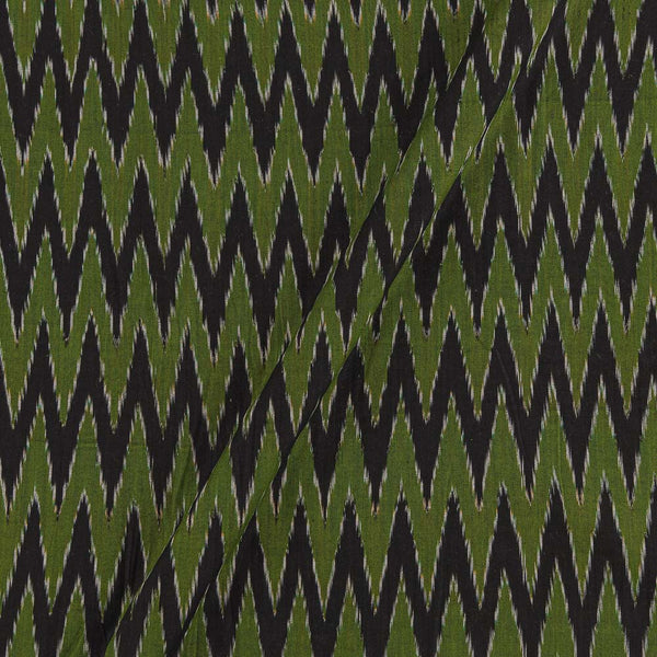 Ikat Cotton Green Black Colour Washed Fabric 9150ANA Online