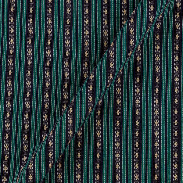Cotton Jacquard Midnight Blue Colour All Over Border Design Stripes Pattern 43 Inches Width Fabric
