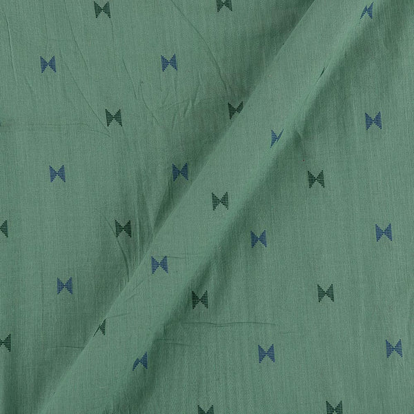 Cotton Jacquard Butta with One Side Plain Border Shale Green Colour 43 Inches Width Fabric