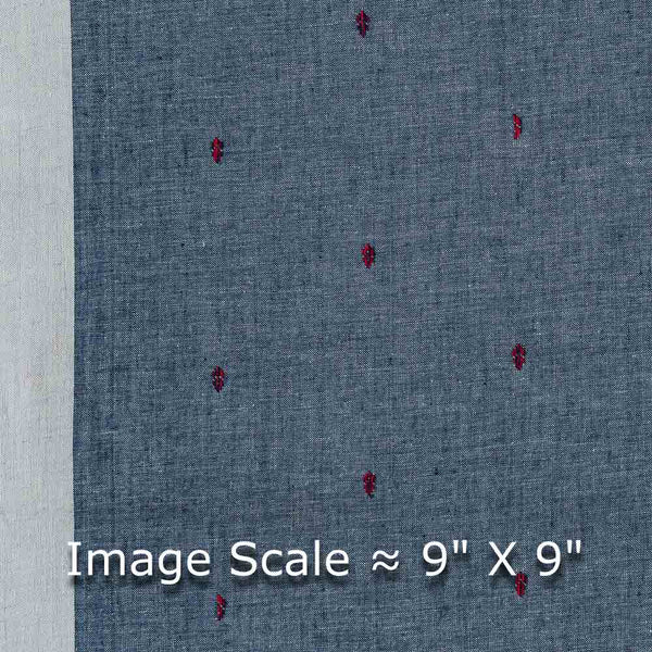 Buy Cotton Jacquard Butti With one Side Plain Border Sky Blue X White Cross Tone Fabric Online 9359KU2
