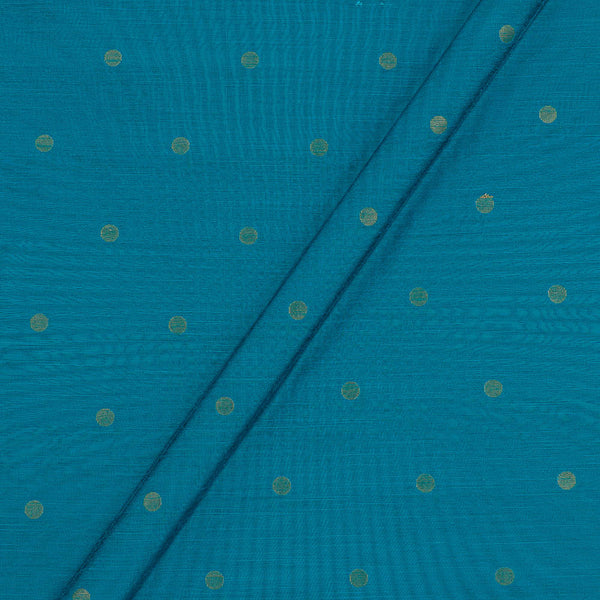 Buy Spun Dupion Aqua Blue Colour Golden Butta Fabric Online 9363EJ