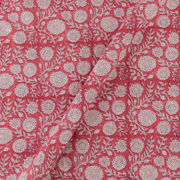 Cotton Carrot Colour Floral Jaal Jaipuri Hand Block Print Fabric Online 9373DU