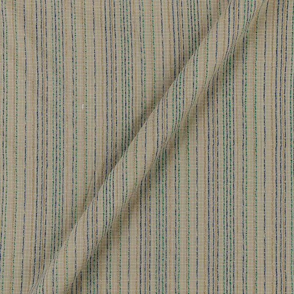 Beige Colour Gold Geometric Print 42 Inches Width Self Checks Cotton Fabric