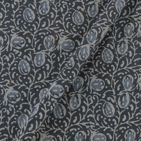 Cotton Steel Grey Colour Jaal Block Print Fabric Online 9384CQ1