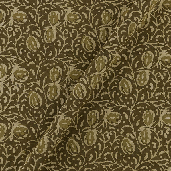 Cotton Olive Green Colour Jaal Block Print Fabric Online 9384CQ2