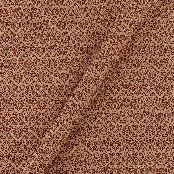 Cotton Beige Maroon Colour Dabu Inspired Mughal Print 42 Inches Width Fabric