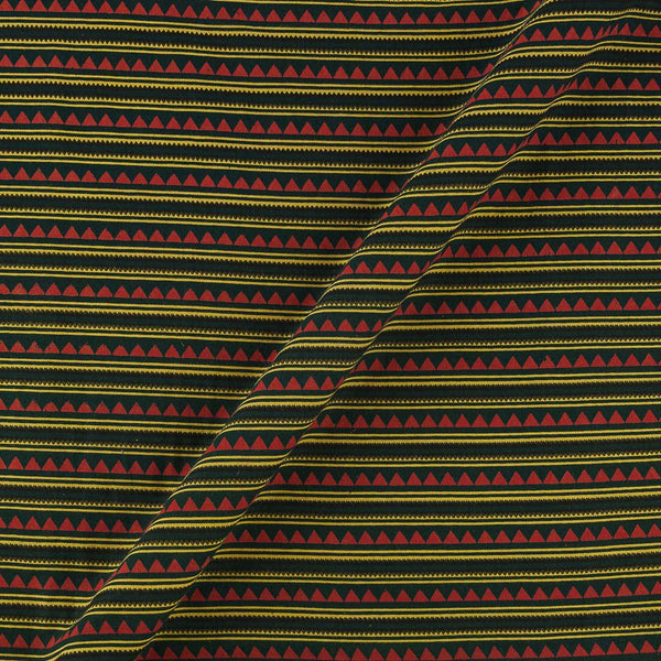 Ajrakh Theme Gamathi Cotton Dark Green Colour Geometric Print Fabric Online 9418P1
