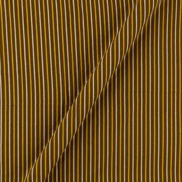 Ajrakh Theme Gamathi Cotton Mustard Brown Colour Stripes Print Fabric Online 9418R3