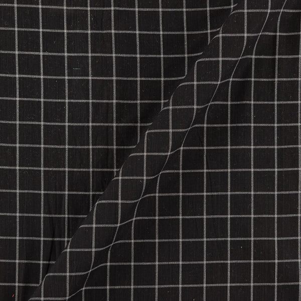 Buy Black Colour Checks On Slub Cotton Fabric Online 9424M2