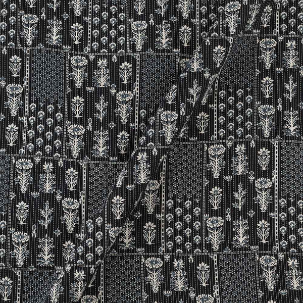Buy Kantha Cotton Black Colour Patchwork Inspired Print Fabric Online 9443CH5