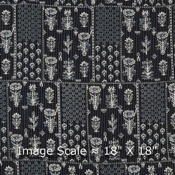 Buy Kantha Cotton Black Colour Patchwork Inspired Print Fabric Online 9443CH5