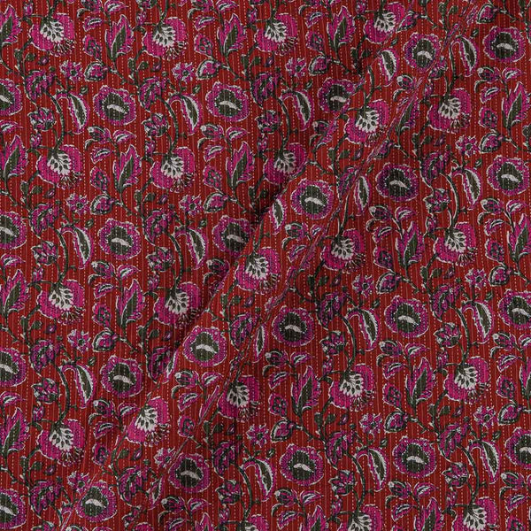 Kantha Cotton Maroon Colour Jaal Print 43 Inches Width Fabric