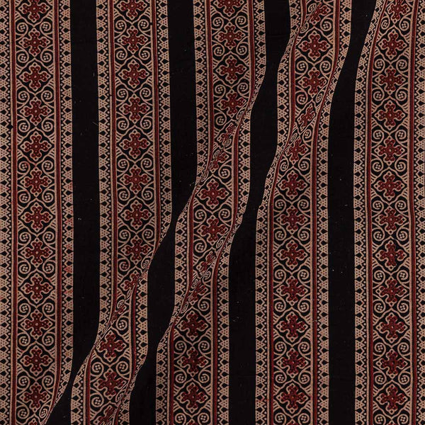 Buy Gamathi Cotton Natural Dyed All Over Border Print Black Colour Fabric Online 9445GI2 