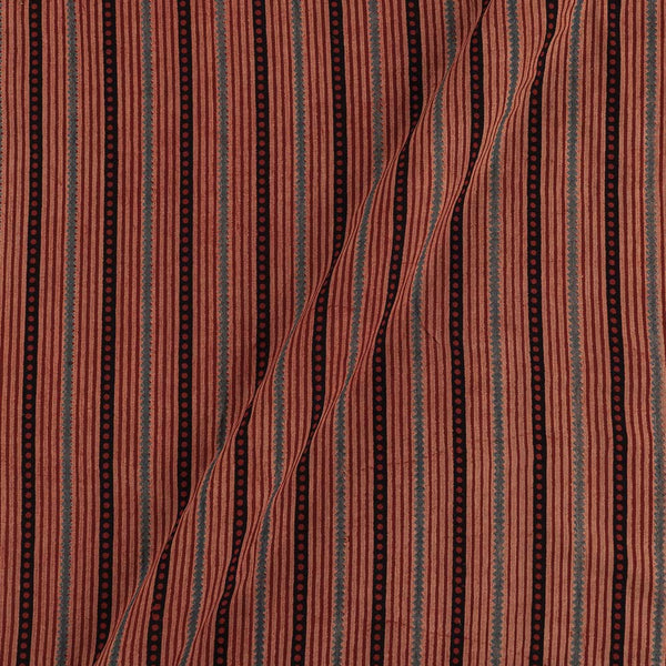 Buy Ajrakh Cotton Brick Red Colour Natural Dye Geometric Lines Block Print Fabric Online 9446AGW