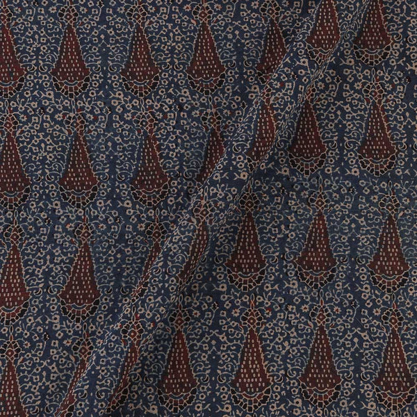 Ajrakh Cotton Indigo Blue Colour Natural Dye Ethnic Block Print Fabric Online 9446W1