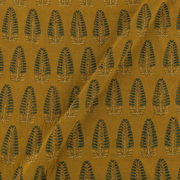 Ajarakh Cotton Mustard Colour Natural Dye Leaves Print 43 Inches Width Fabric