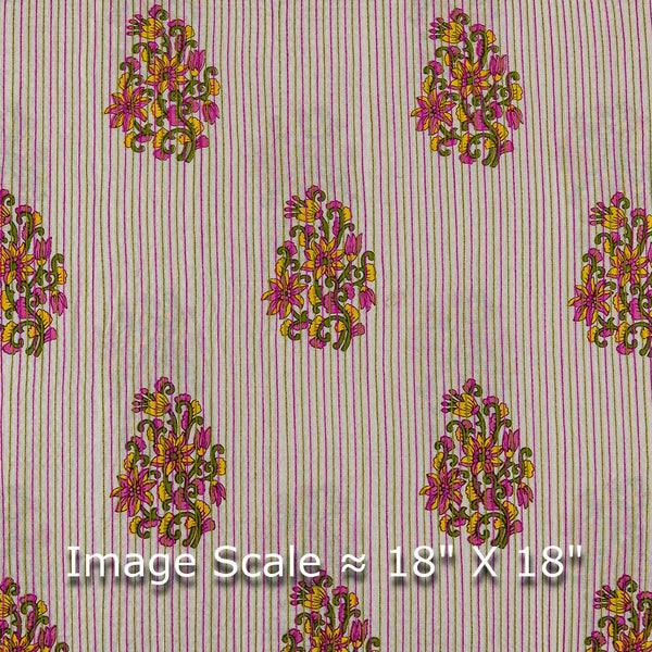 Sanganeri Hand Block Print on Cream White Colour Multi Thread Kantha Cotton Fabric Online 9454D1