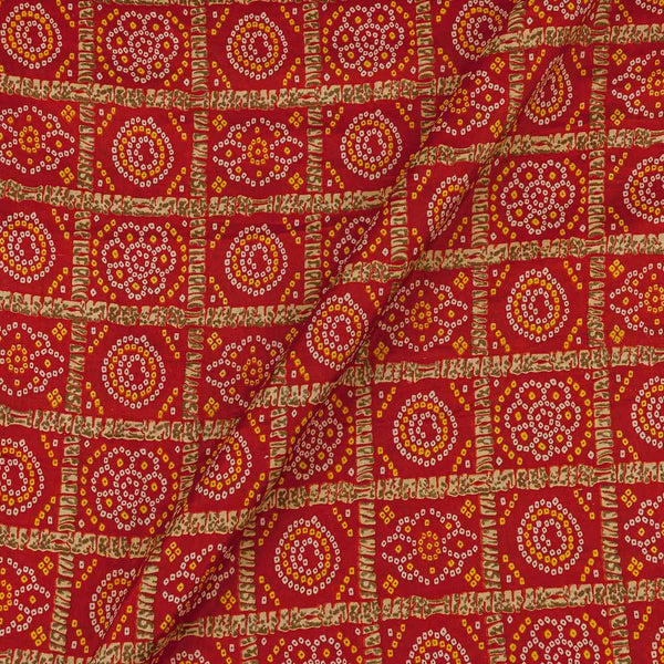 Silk Feel Banarasi Poppy Red Colour Bandhani Print Fancy Fabric Online 9474F2