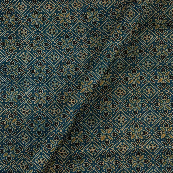 Mashru Gaji Steel Blue Colour Ajrakh Hand Block Print Fabric Online 9506UP1