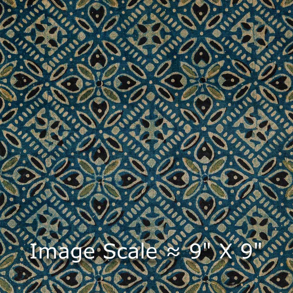 Mashru Gaji Steel Blue Colour Ajrakh Hand Block Print Fabric Online 9506UP1