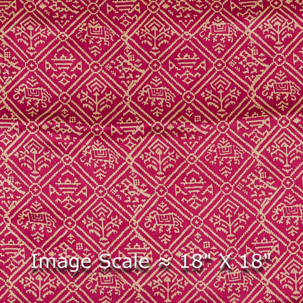 Mashru Gaji Candy Pink Colour Patola Inspired Print Fabric Online 9510AS
