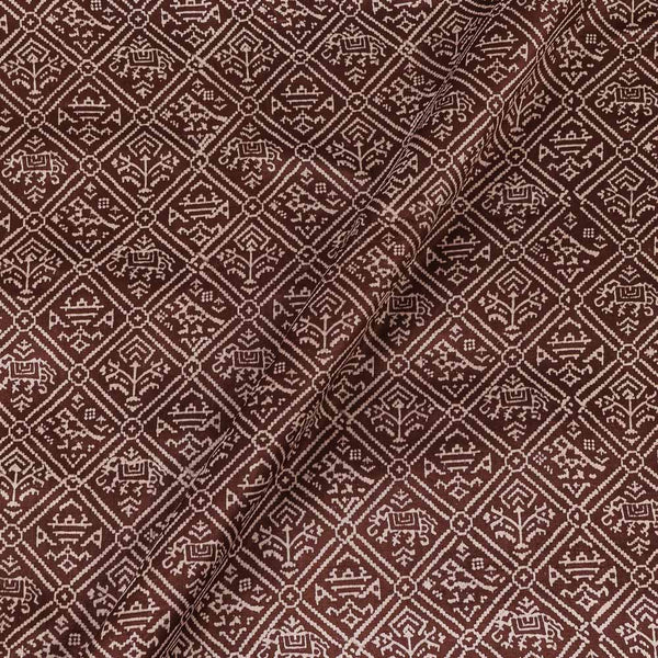 Mashru Gaji Brown Colour Patola Inspired Print Fabric Online 9510BN