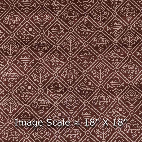 Mashru Gaji Brown Colour Patola Inspired Print Fabric Online 9510BN