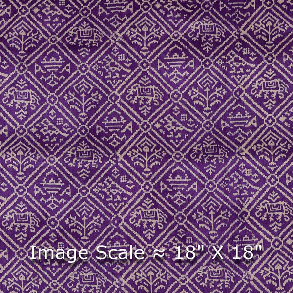 Mashru Gaji Dark Purple Colour Patola Inspired Print Fabric Online 9510P