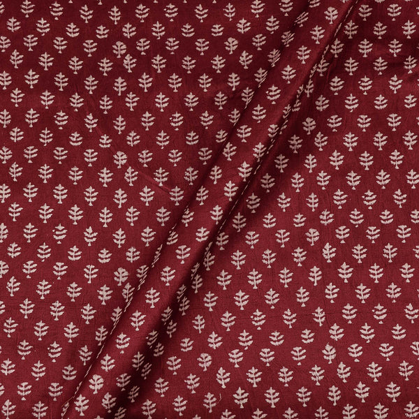 Mashru Gaji Maroon Colour Leaves Print Fabric Online 9511BD