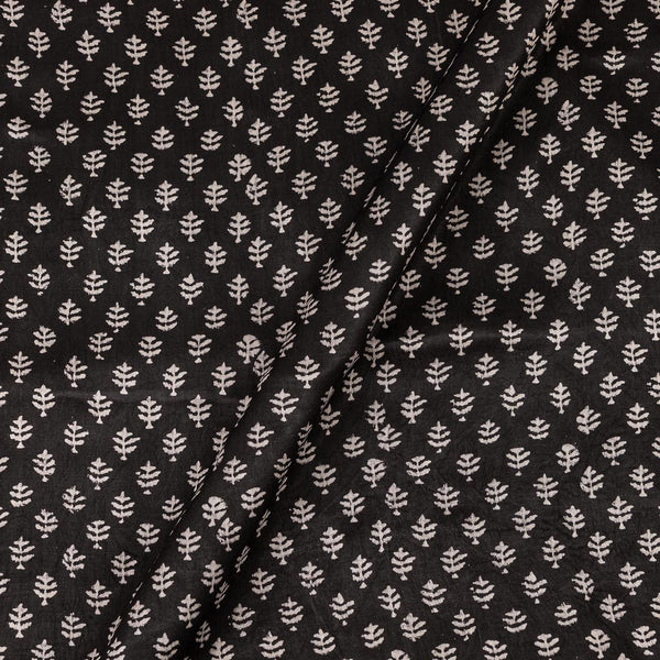 Mashru Gaji Black Colour Leaves Print Fabric Online 9511BR