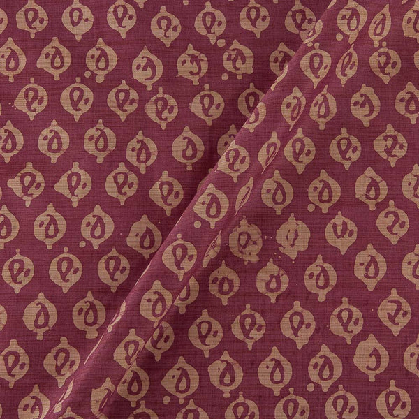 Fancy Bhagalpuri Blended Cotton Purple Rose Colour Leaves Batik Print On Silk Feel Fabric Online 9525BE1
