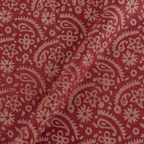 Buy Fancy Bhagalpuri Blended Cotton Carrot Colour Paisley Batik Print On Silk Feel Fabric Online 9525BN4