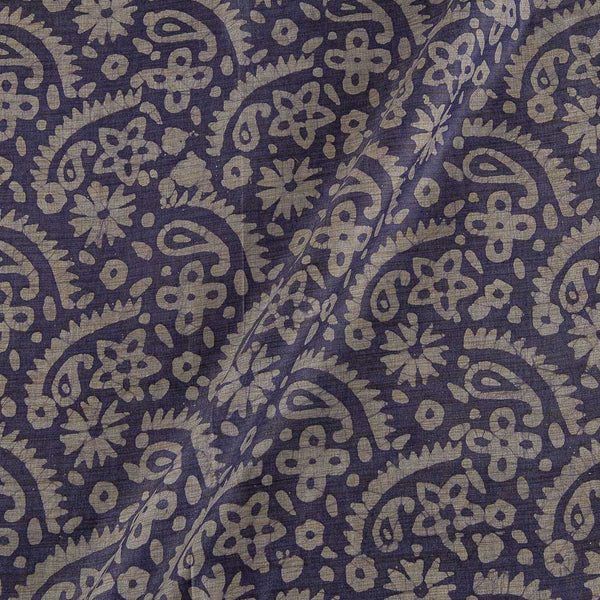 Buy Fancy Bhagalpuri Blended Cotton Steel Grey Colour Paisley Batik Print On Silk Feel Fabric Online 9525BN5