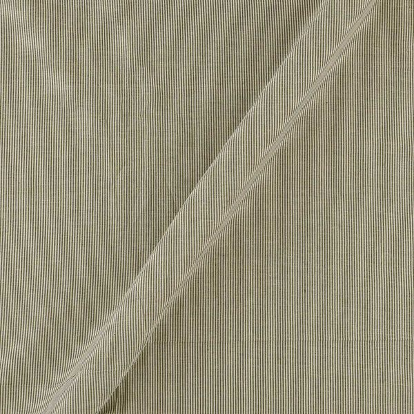 Slub Cotton Green and Off White Colour Stripes Fabric Online 9531DG7