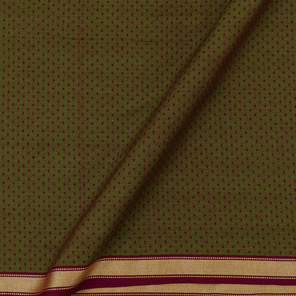 South Cotton Olive X Maroon Cross Tone Two Side Gold Border Fabric Online 9538AA9