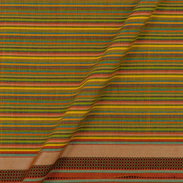Cotton Multi Colour Stripes with Jacquard Daman Border Fabric Online 9540C7