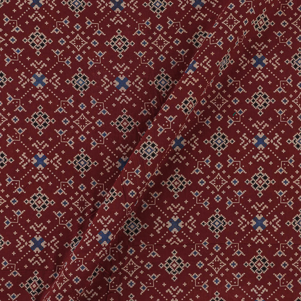 Cotton Barmer Ajrakh Maroon Colour Patola Inspired Block Print Fabric Online 9567DM4