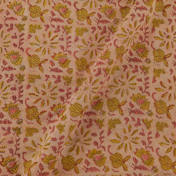 Assam Silk Feel Vanaspati [Natural Dye] Pink Lemonade Colour Floral Hand Block Print Fabric Online 9568CY1
