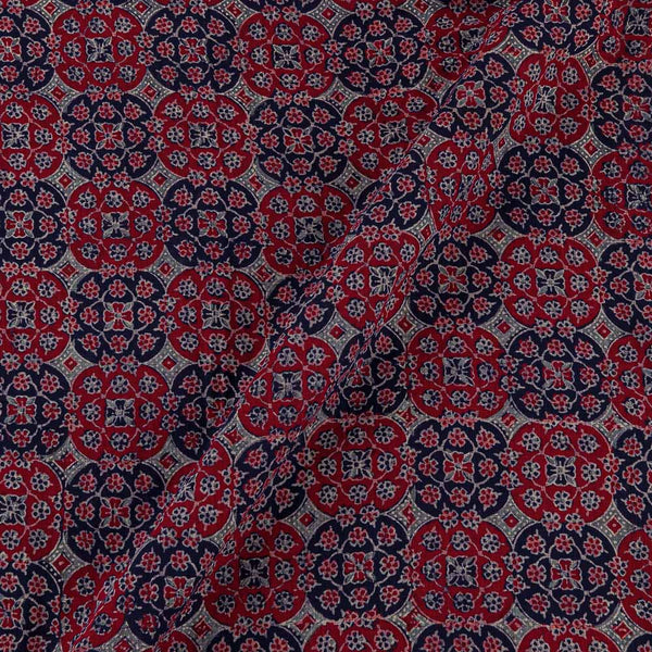 Vanaspati Ajrakh Cherry Red Colour Authentic Block Print Cotton Fabric