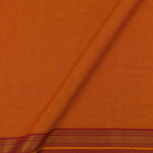 South Cotton Orange X Red Cross Tone Two Side Zari Border Fabric Online 9571AK11