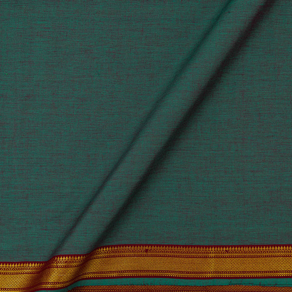 South Cotton Green X Maroon Cross Tone Two Side Zari Border Fabric Online 9571AK16