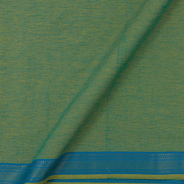 South Cotton Acid Green X Blue Cross Tone Two Side Zari Border Fabric Online 9571AK22