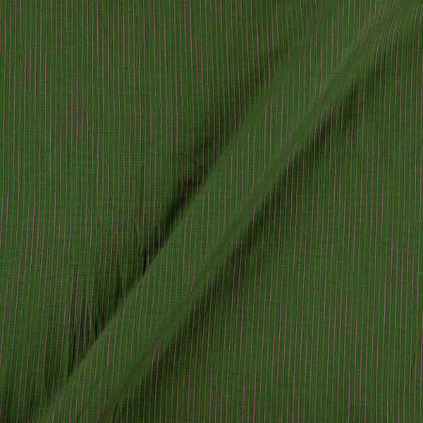 Cotton Moss Green Colour Kantha Stripe 42 Inches Width Fabric