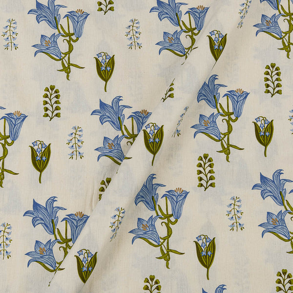 Cotton Flex Cream White Colour Gold Foil Floral Print Fabric Online 9620T2