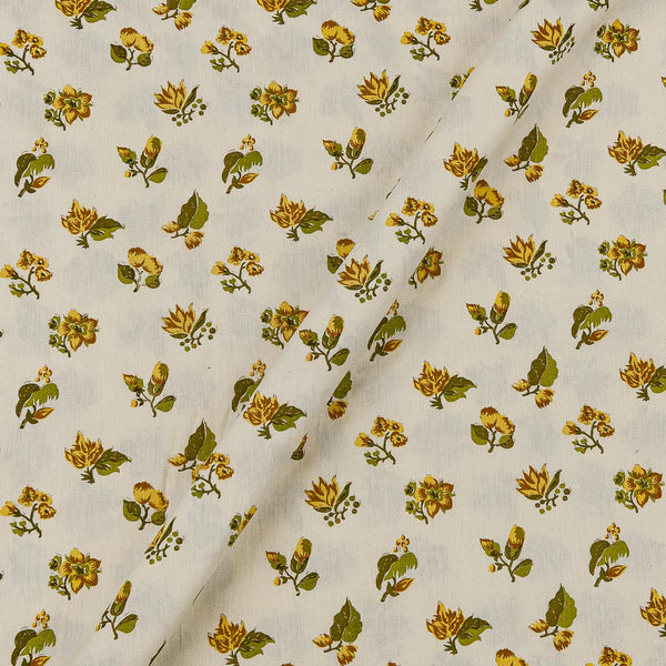 Cotton Flex Cream White Colour Gold Foil Floral Print Fabric Online 9620U1