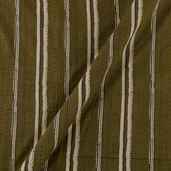 Cotton Olive Green Colour Jahota Inspired All Over Border Print Fabric Online 9649BD2